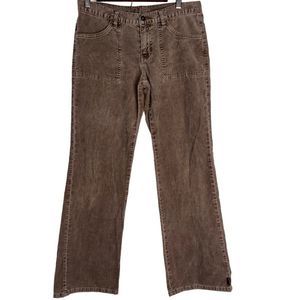 Prana Womens M Vintage Tan Corduroy Y2K Hipster Jeans w Pockets